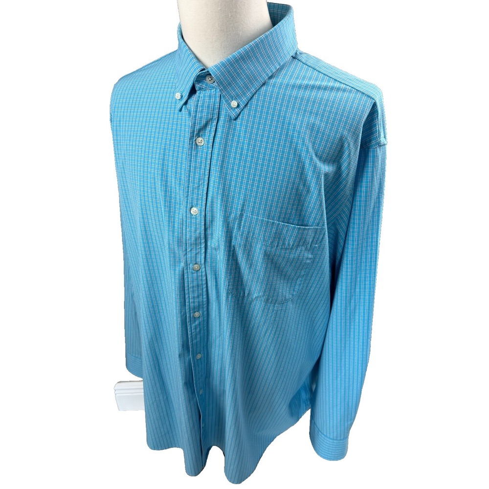 Land's End Blue‎ Performnce Fit Golf Activewar Long Sleeve Button Shirt 2XLT